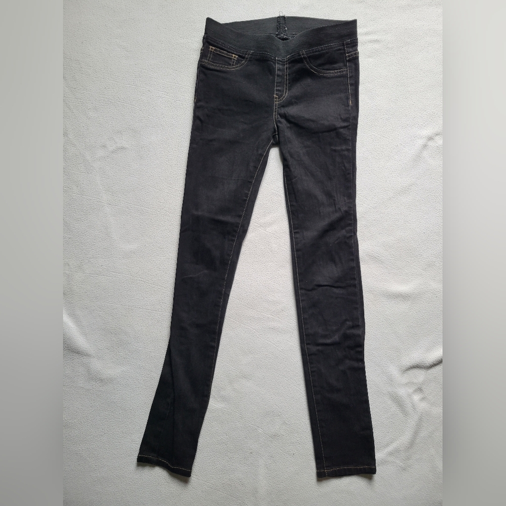 Just USA jegging, elastic waist, black, fake pockets on front,